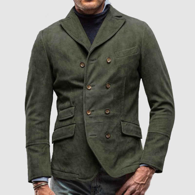 Blazer en daim élégant pour hommes avec double boutonnage et poches pratiques Chic und Stil