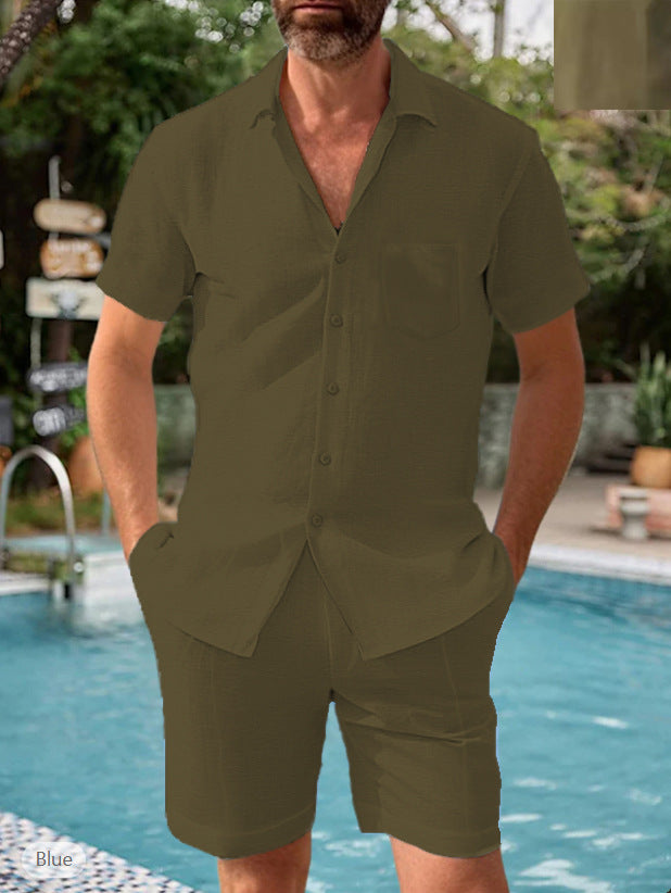 Hommes ensemble chemise à manches courtes légère et shorts Chic und Stil