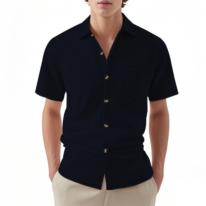 Chemise à manches courtes pour hommes avec design texturé et détail pratique de poche sur la poitrine Chic und Stil