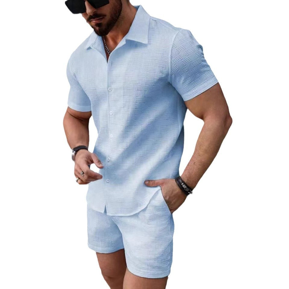 Hommes Ensemble court à manches courtes texturé Chic und Stil