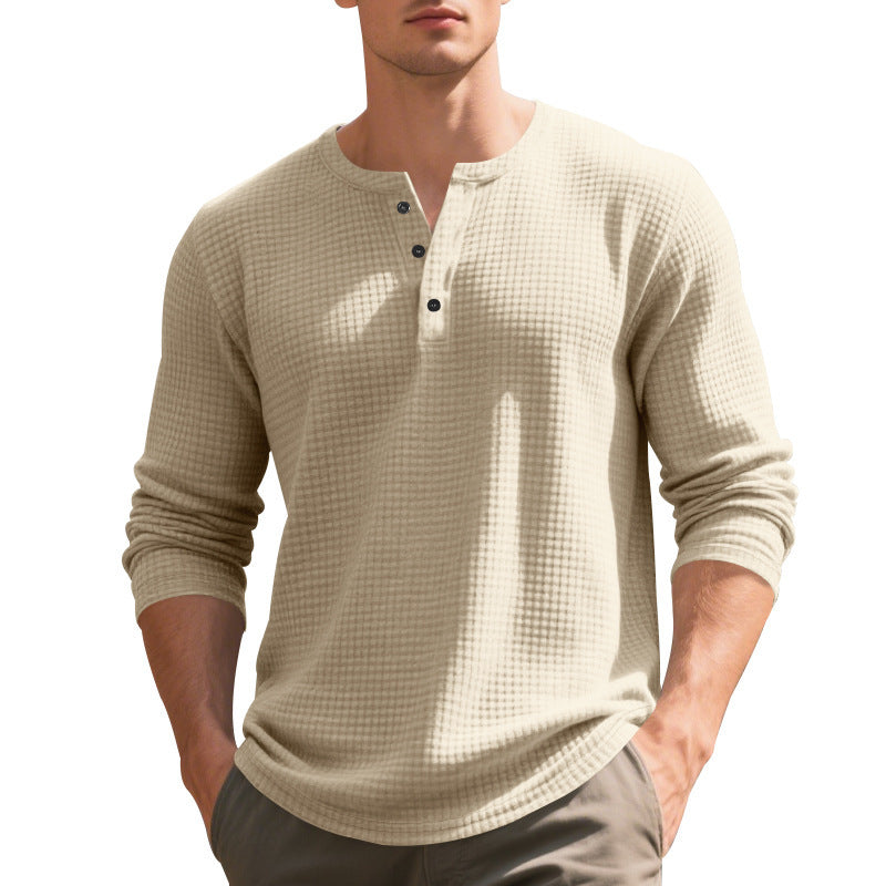 T-shirt Henley à manches longues décontracté pour homme avec design texturé Chic und Stil