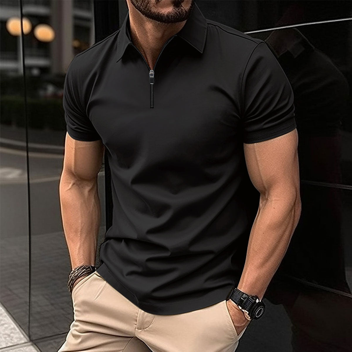 Hommes Polo Performance Zip-Up Moderne Chic und Stil