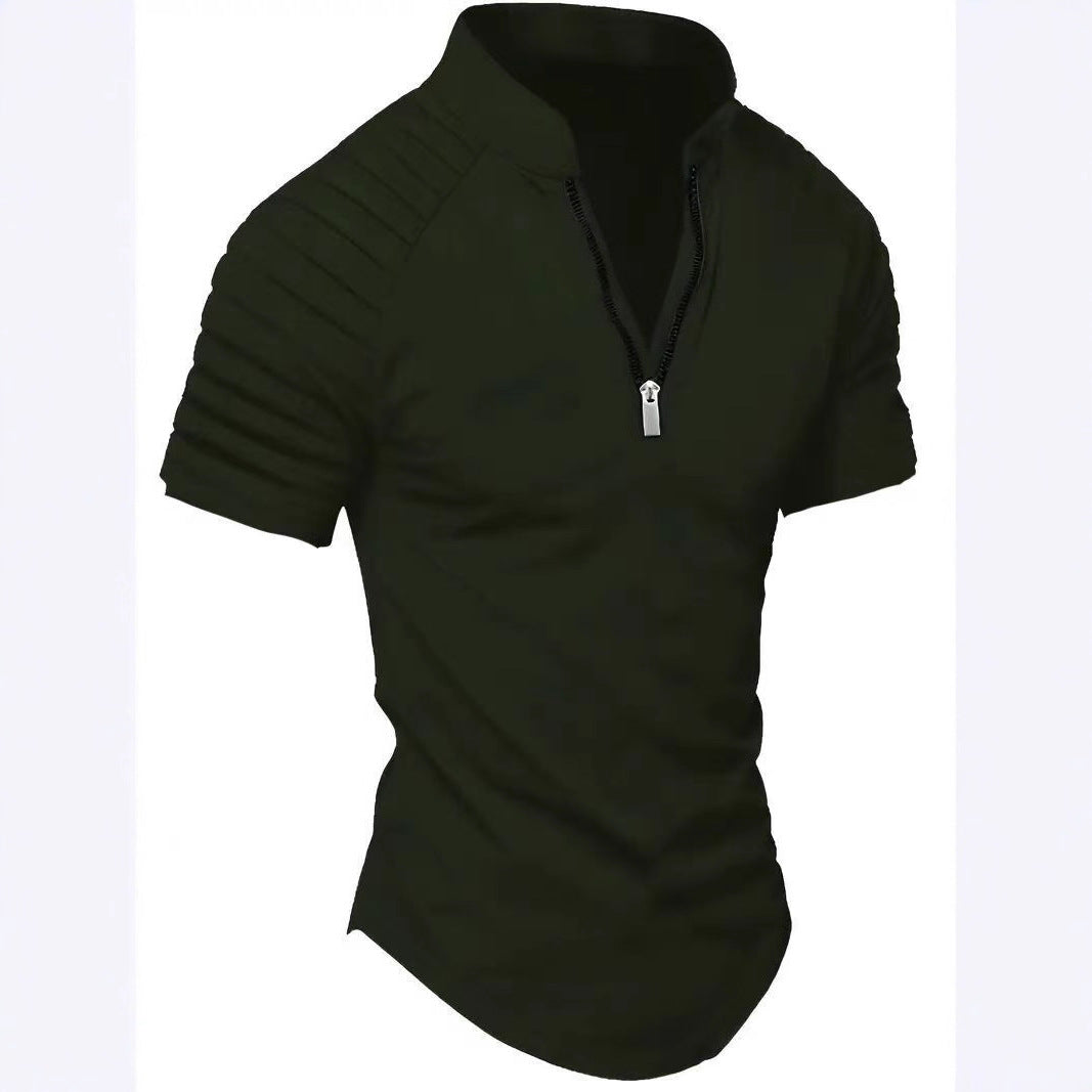 T-shirt de sport à manches courtes pour hommes avec fermeture éclair structurée Chic und Stil