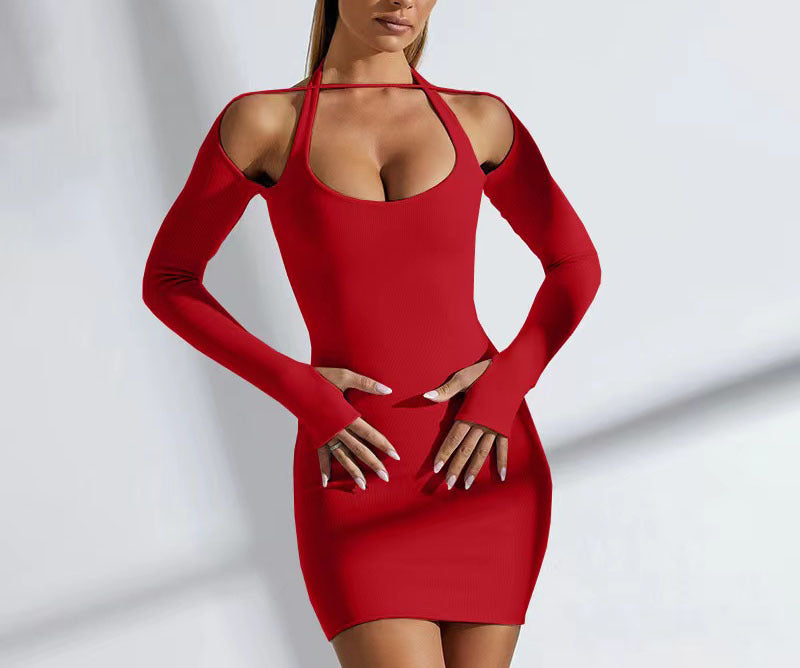 Robe mini à manches longues ouverte d'un côté pour dames Chic und Stil