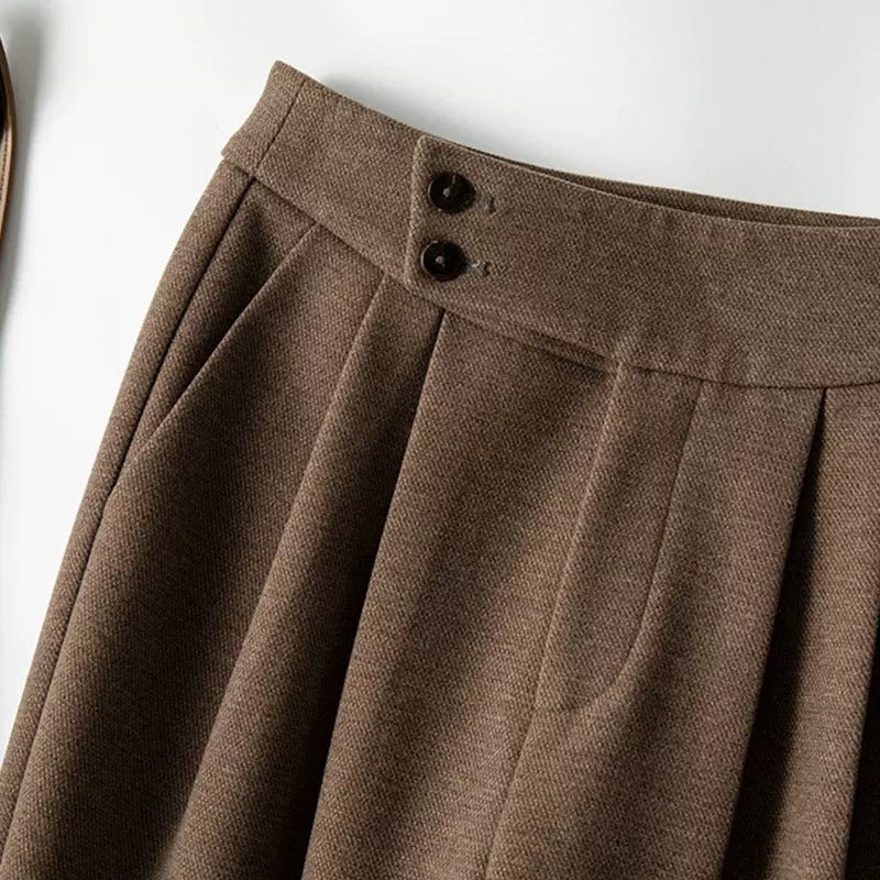 Pantalons plissés ajustés taille haute pour femmes Chic und Stil