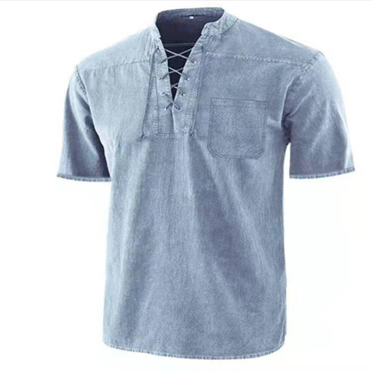Chemise à manches courtes pour hommes avec un design moderne à lacets et une poche poitrine Chic und Stil