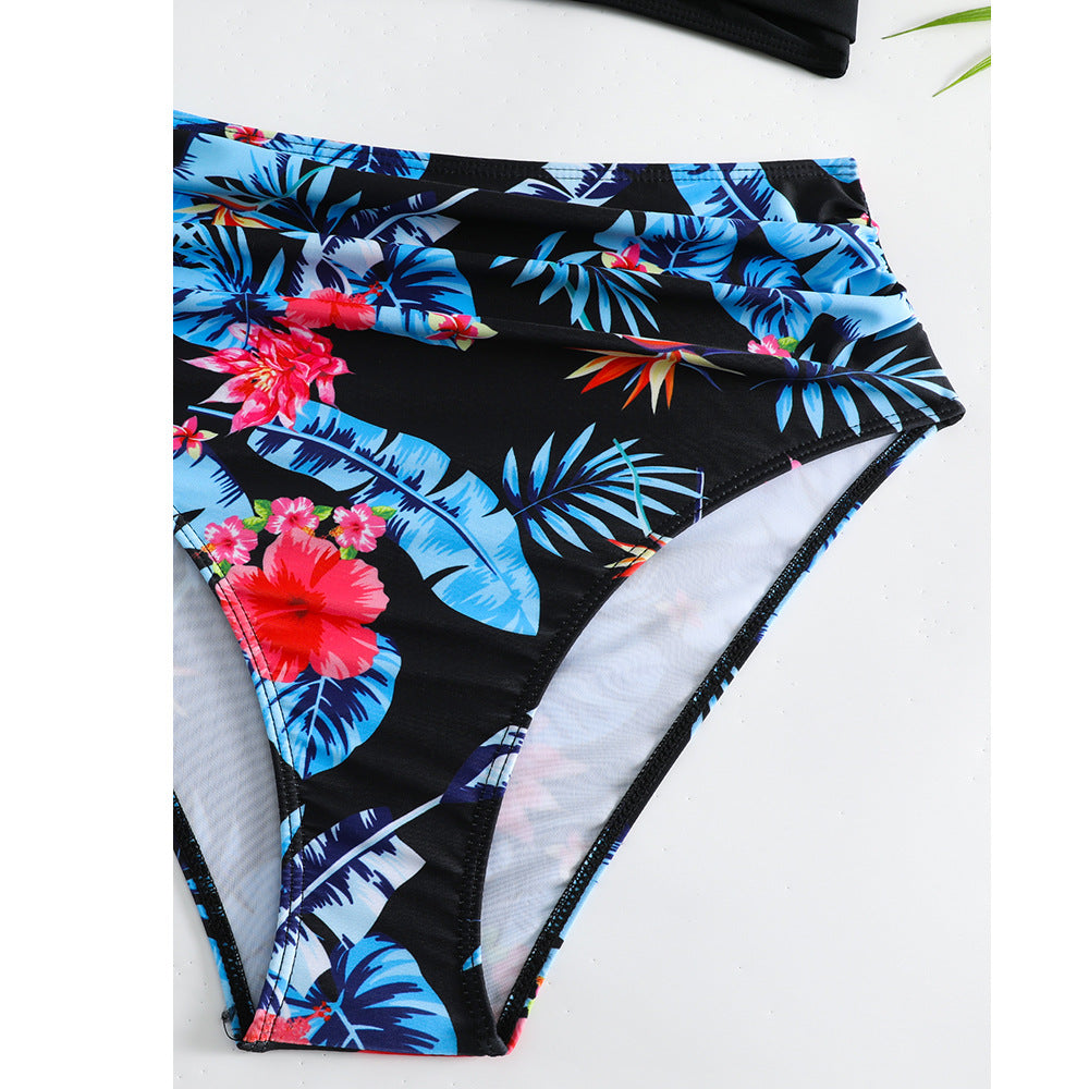 Bikini pour femmes taille haute avec motif floral et haut en forme de nœud Chic und Stil