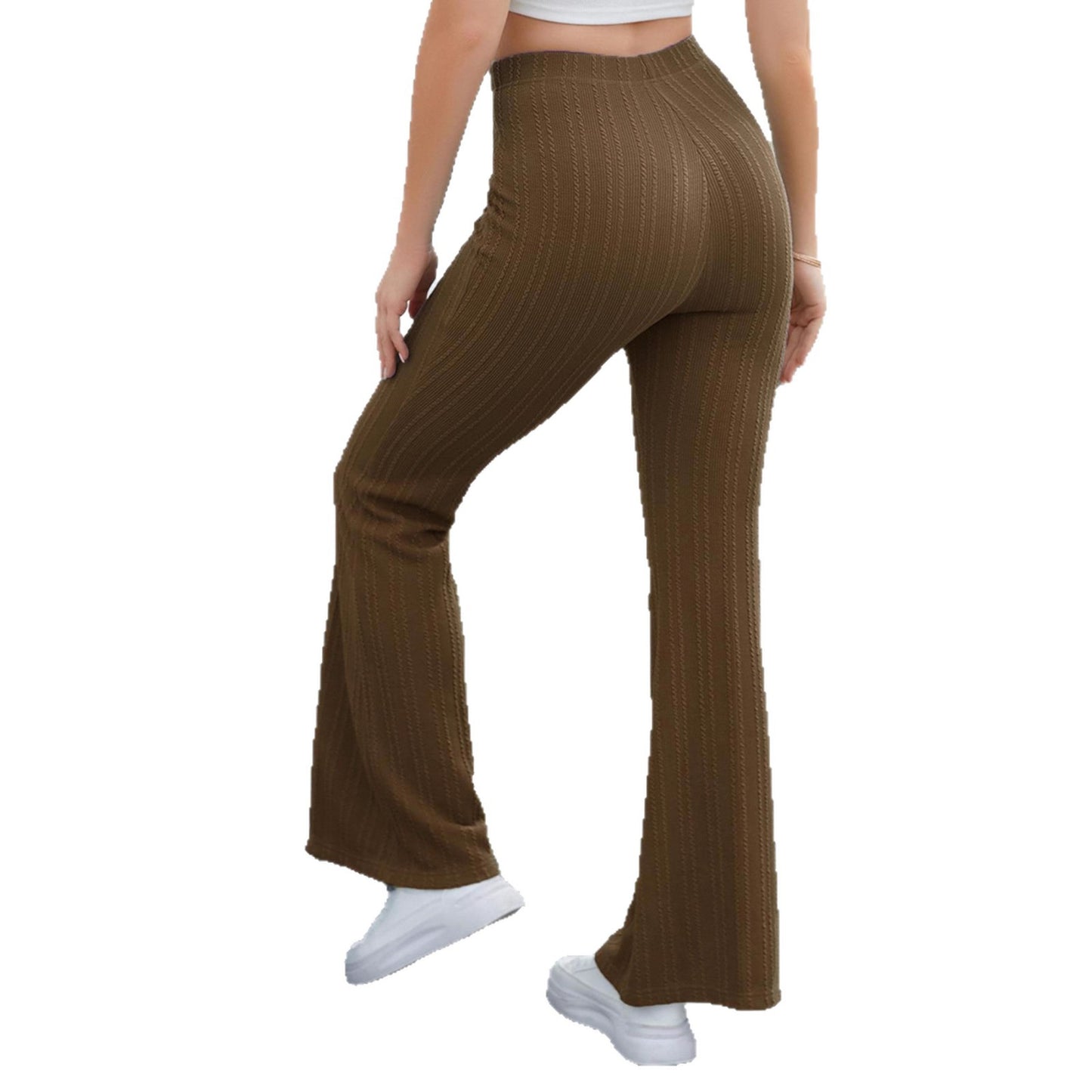 Pantalons évasés pour femmes en matériau tricot de haute qualité avec taille élastique Chic und Stil