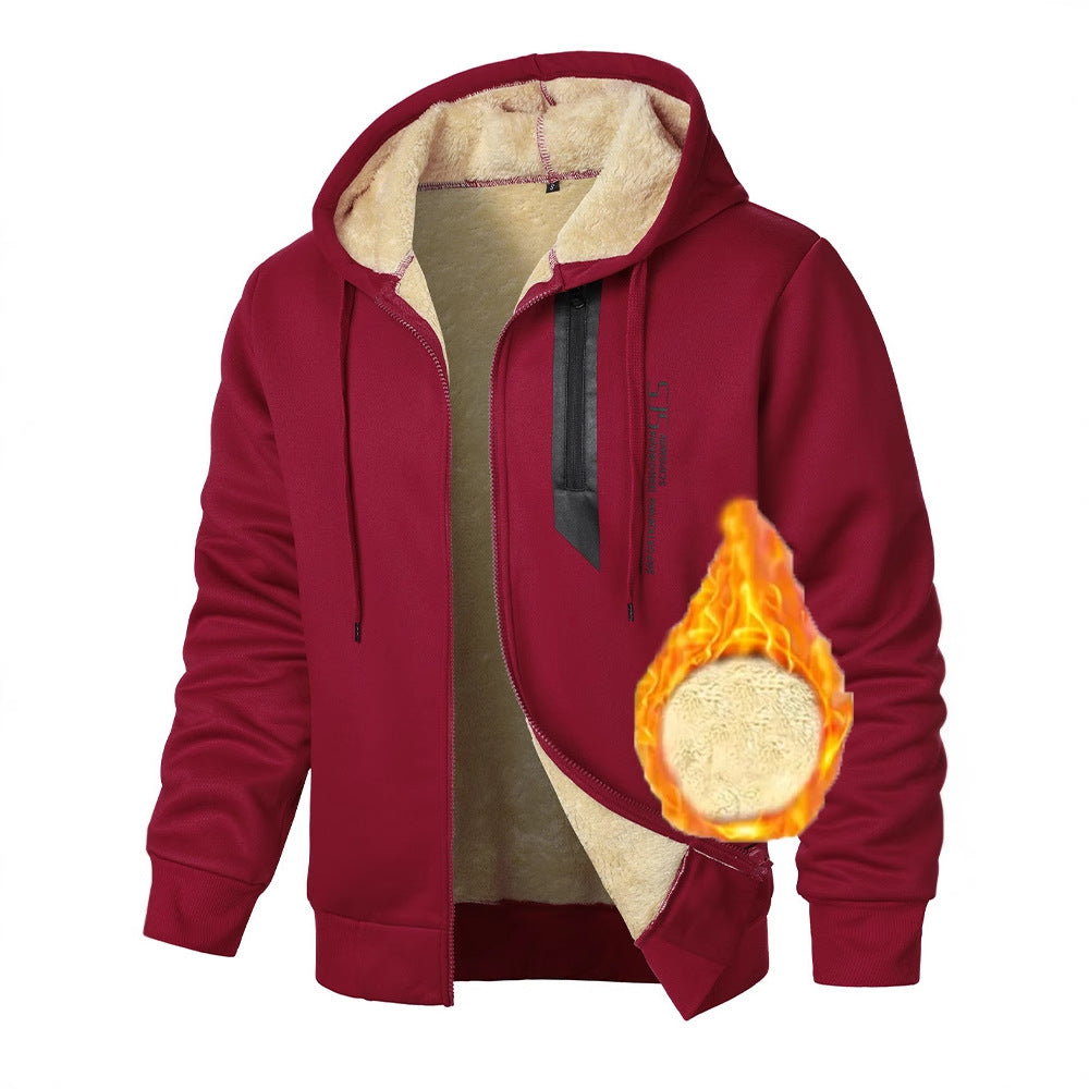 Veste à capuche en polaire pour hommes avec doublure chauffante et poches zippées pratiques Chic und Stil
