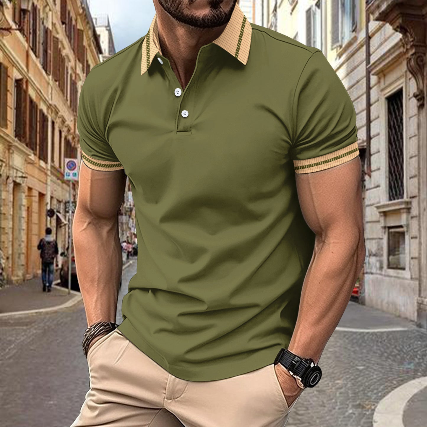 Polo de performance stylé pour hommes avec col contrasté Chic und Stil