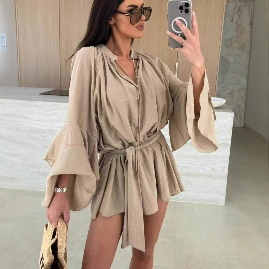 Robe caftan décontractée pour femmes avec des manches volumineuses et une ceinture de taille Chic und Stil