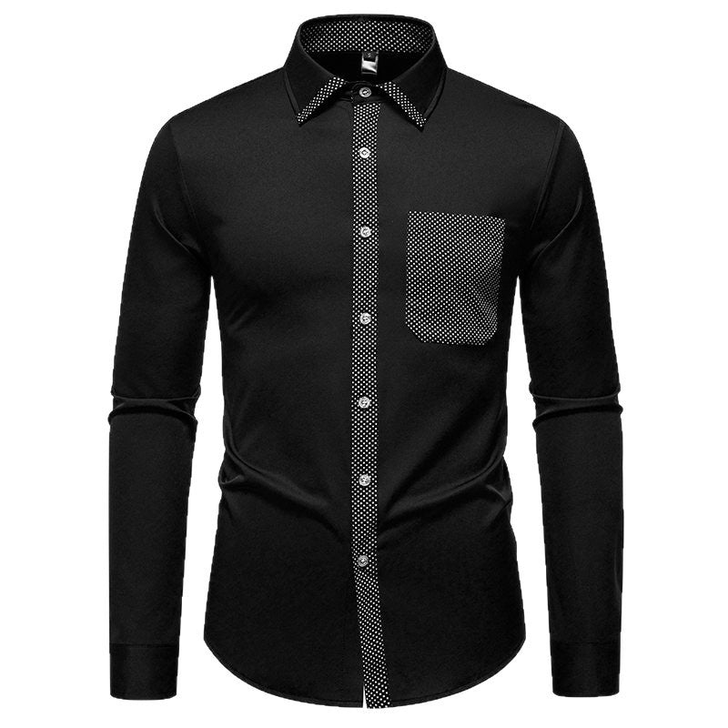 Chemise à manches longues pour hommes avec col contrasté et poche poitrine tendance Chic und Stil