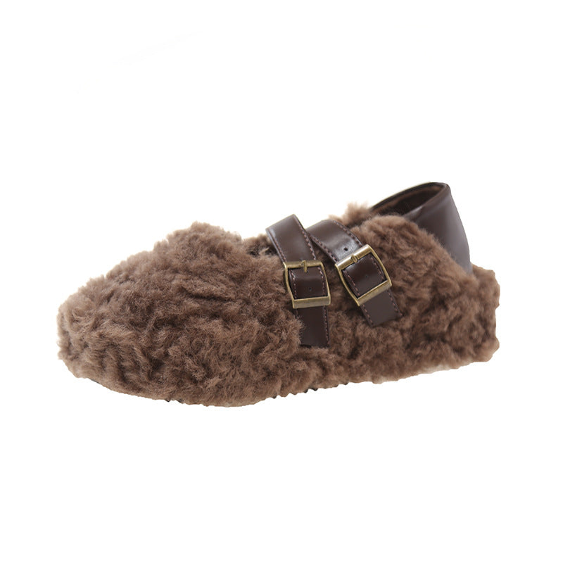 Chaussons en peluche pour femmes avec design de bandoulière réglable Chic und Stil
