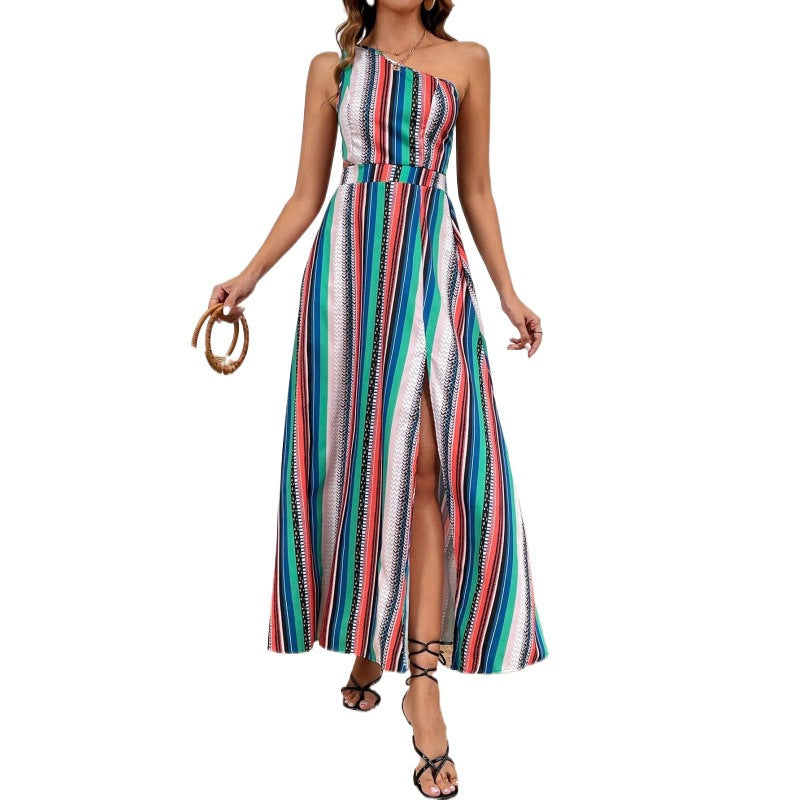 Robe maxi à une épaule avec fente haute Chic und Stil