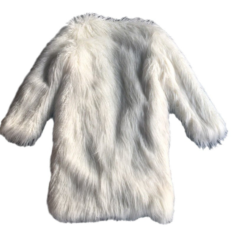 Ladies Long Fluffy Coat in Faux Fur Chic and Style