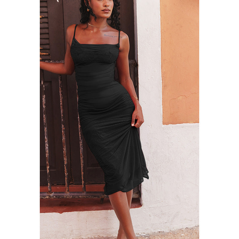 Robe maxi à fronces pour femmes avec bretelles réglables Chic und Stil
