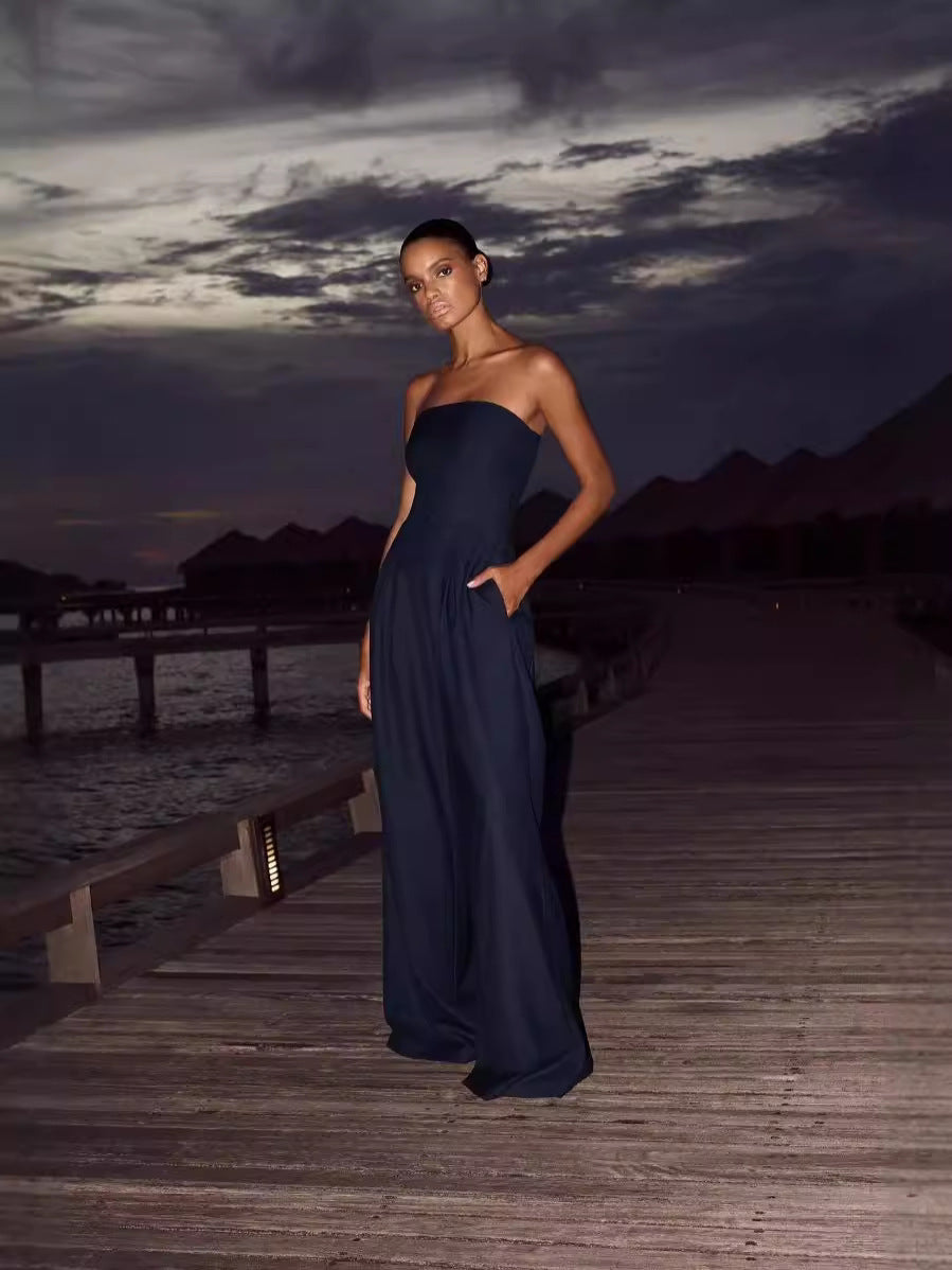 Salopette sans bretelles pour femmes avec jambes larges et poches latérales Chic und Stil