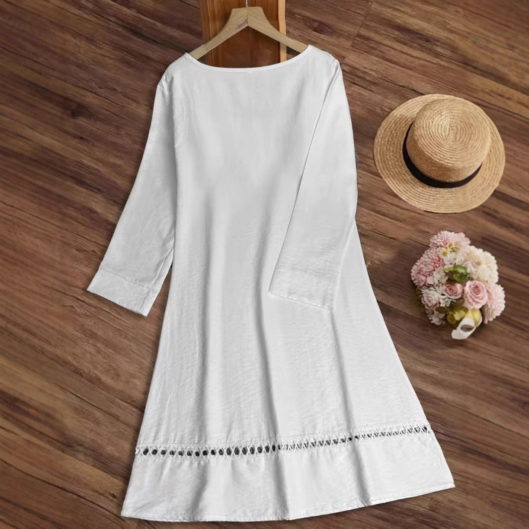 Robe d'été décontractée pour femmes avec col en crochet élégant et coupe intégrale Chic und Stil