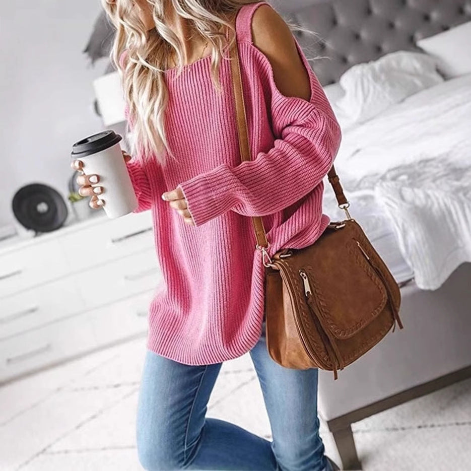 Pull-over tricot off-shoulder pour femmes avec matériau doux et coupe décontractée Chic und Stil