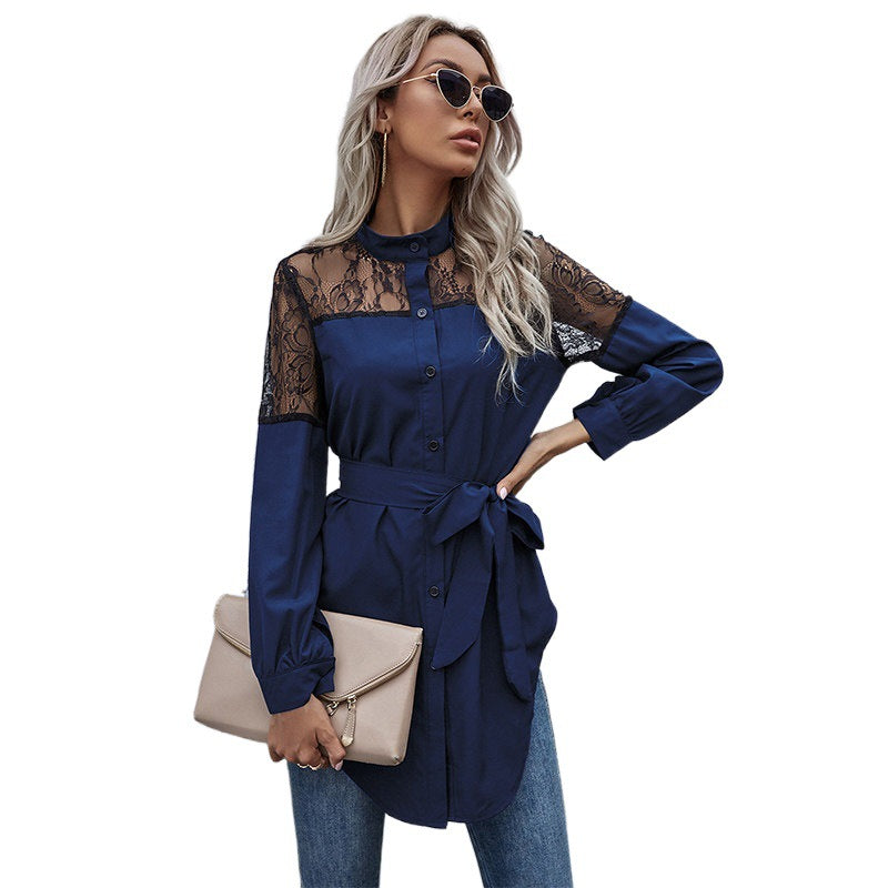 Robe chemise femme avec épaules en dentelle Chic und Stil