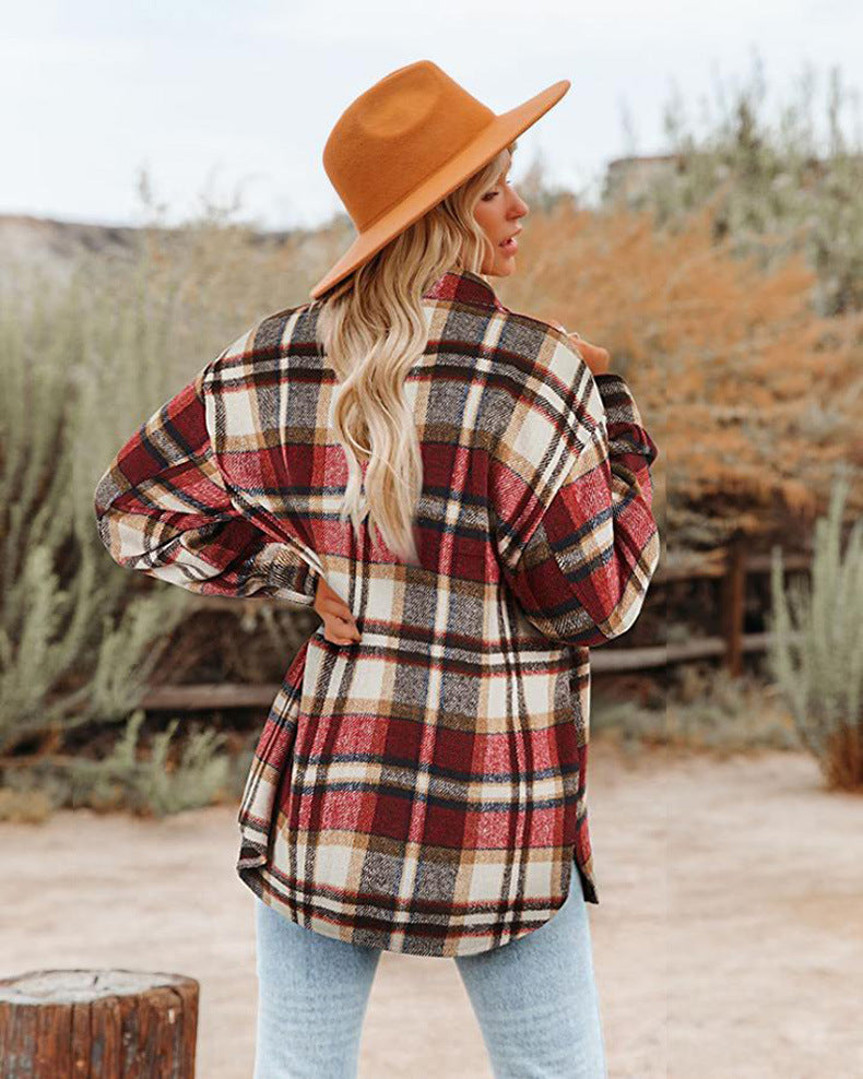 Grande taille - veste en coton à carreaux pour femmes au design décontracté Chic und Stil