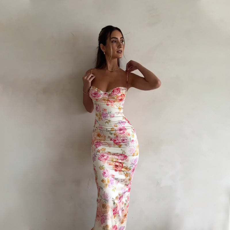 Chic and stylish women's floral bodycon maxi dress