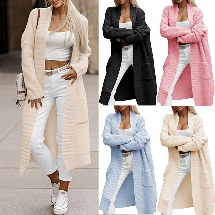 Veste longue pour femme en tricot avec poches profondes et coupe ouverte Chic und Stil