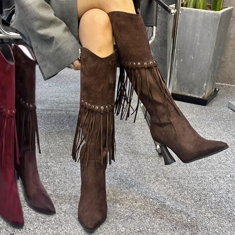 Bottes à franges pour dames avec des accents stylés et un talon élégant Chic und Stil