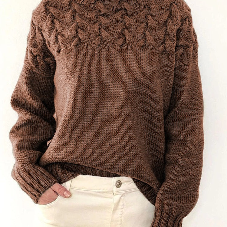 Pull en tricot pour femmes avec col montant et motif torsadé tendance Chic und Stil