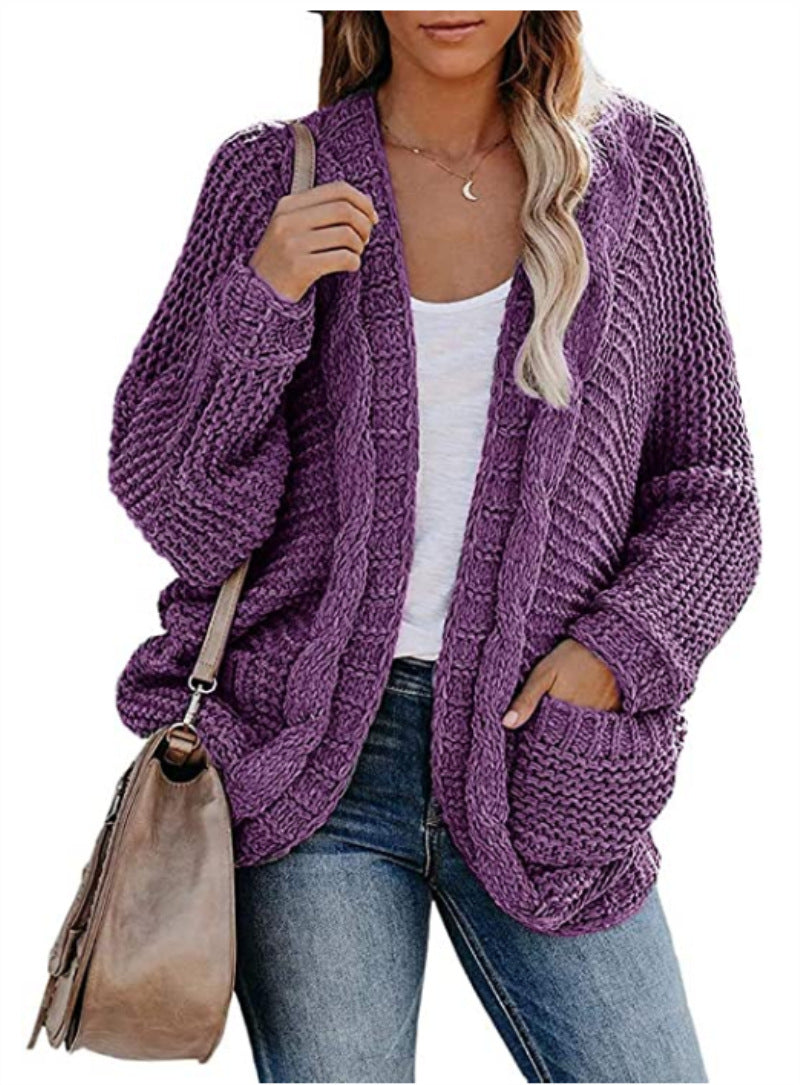 Veste en tricot épais pour femmes avec des contours décontractés et de grandes poches Chic und Stil