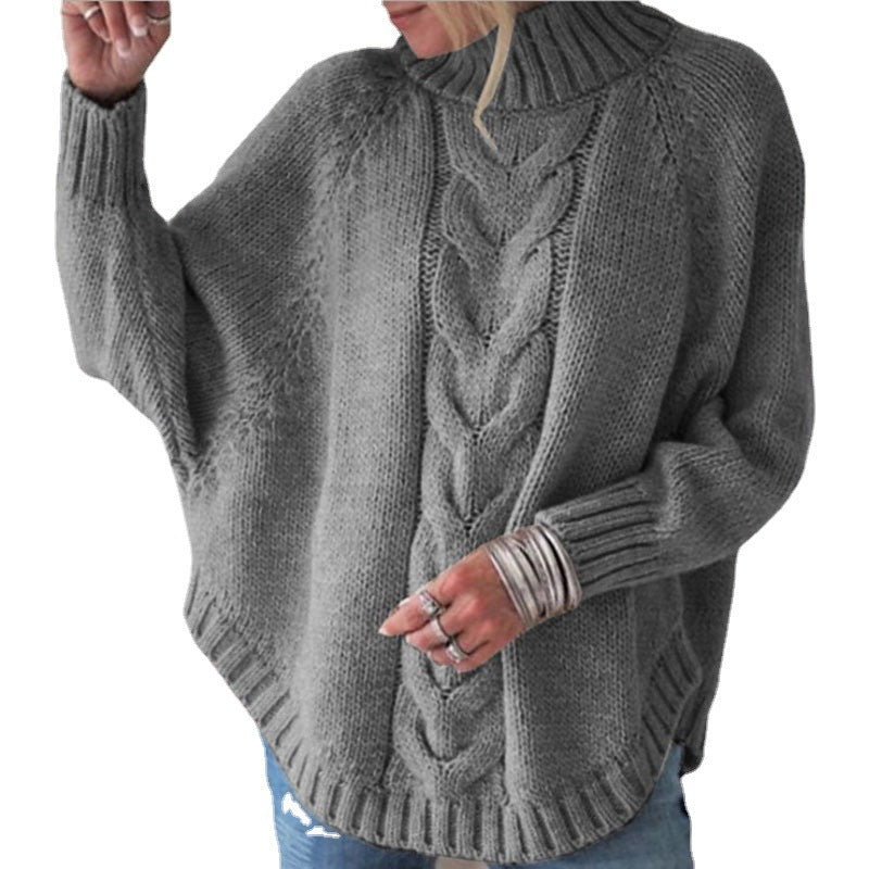 Pull femme en grosse maille avec col roulé et motif torsadé Chic und Stil