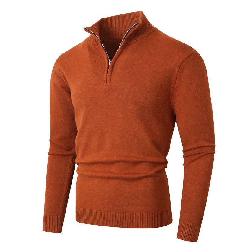 Pull homme avec zip demi-façon moderne et fine structure côtelée Chic und Stil