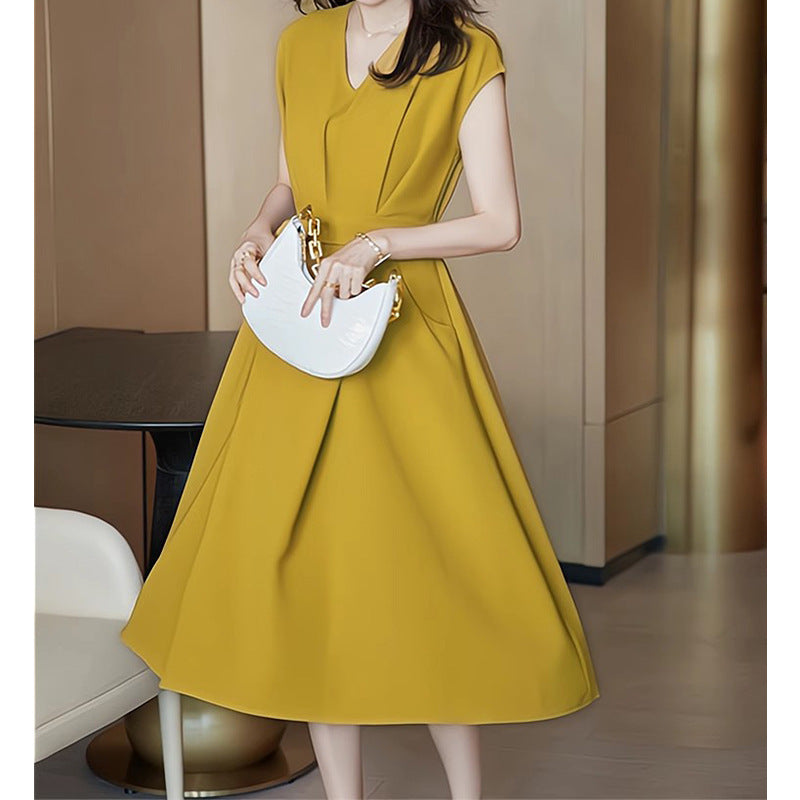 Robe midi A-line pour femme avec plis élégants Chic und Stil