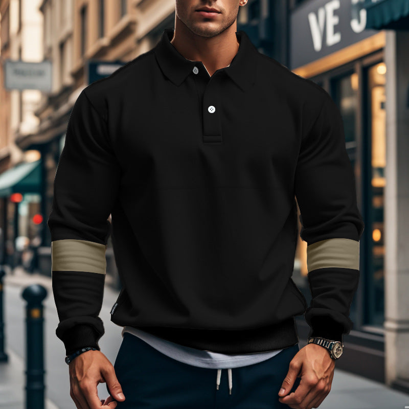 Hommes Polo-Hoodie sportif avec manches contrastées Chic und Stil