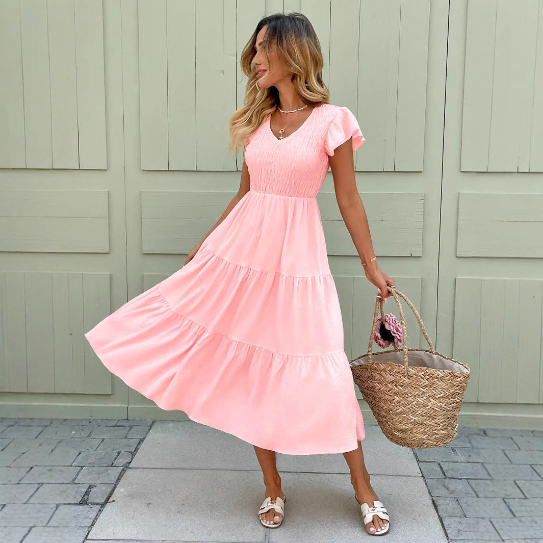 Robe midi à volants fluide Chic und Stil pour femmes
