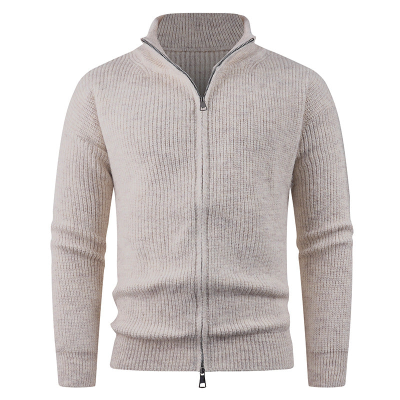 Knitted pullover for men with modern zipper and textured fabric Chic and Style