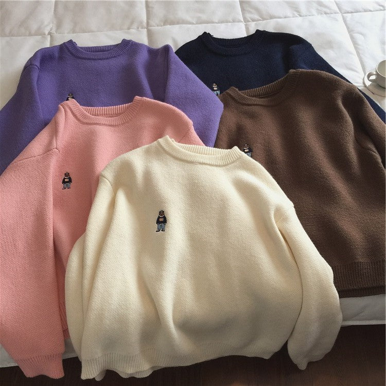 Dames Pull basique confortable avec motif brodé mignon Chic und Stil