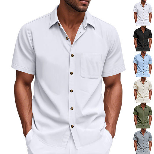 Chemise à manches courtes pour homme avec poche poitrine et détails de boutons à la mode Chic und Stil