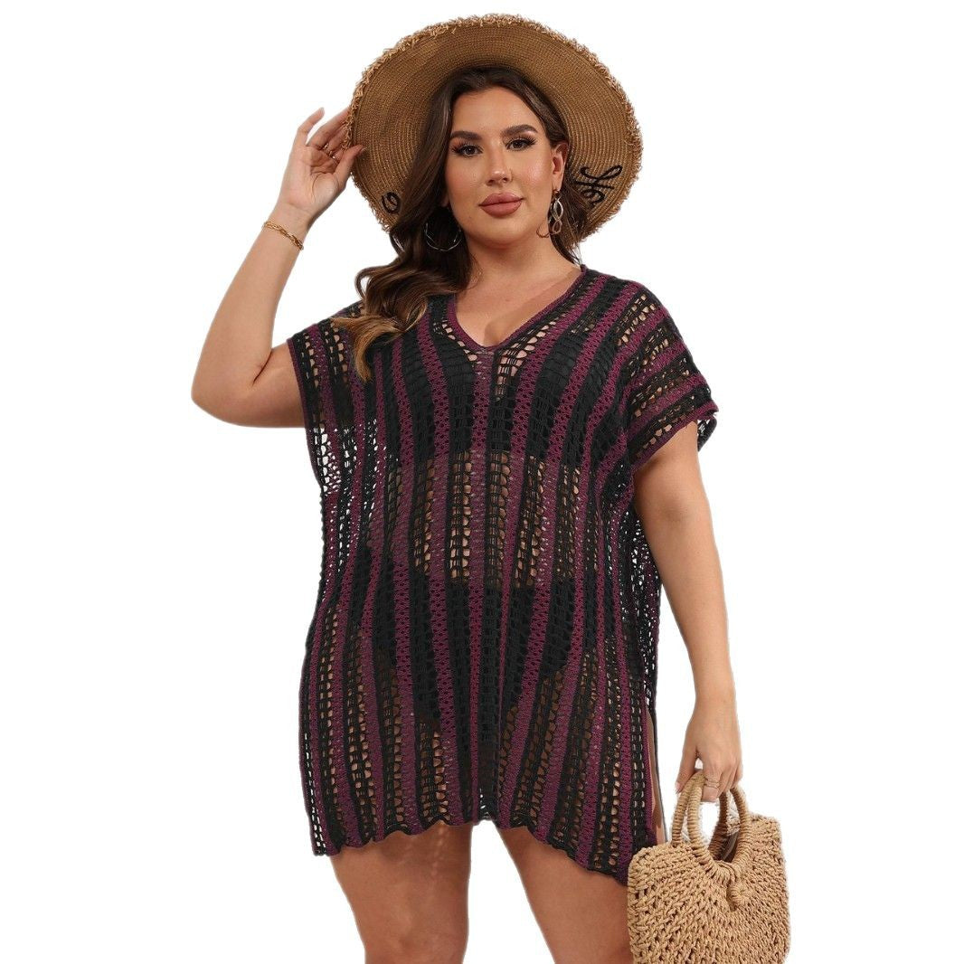 Tunique de plage en tricot rayée pour dames Chic und Stil