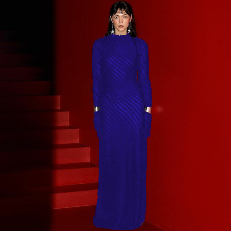 Robe maxi à manches longues pour femmes avec des détails transparents raffinés et une coupe flatteuse Chic und Stil