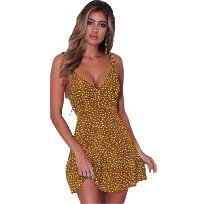 Robe soleil mini à pois pour femmes avec bretelles réglables Chic und Stil