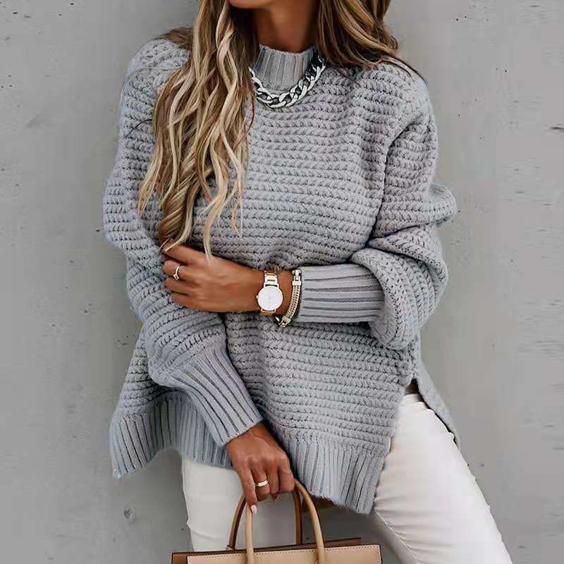 Pull en grosse maille pour femmes avec une coupe décontractée et un col haut Chic und Stil