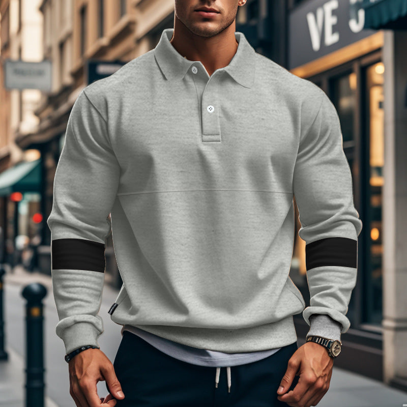 Hommes Polo-Hoodie sportif avec manches contrastées Chic und Stil