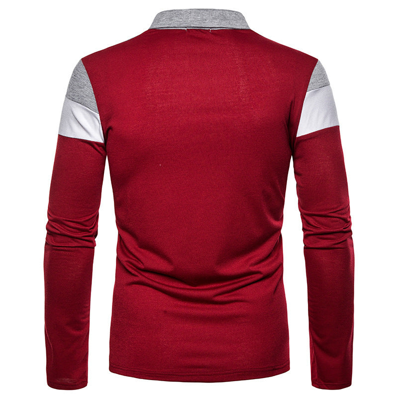 Men's long sleeve polo with chic sporty two-tone design
