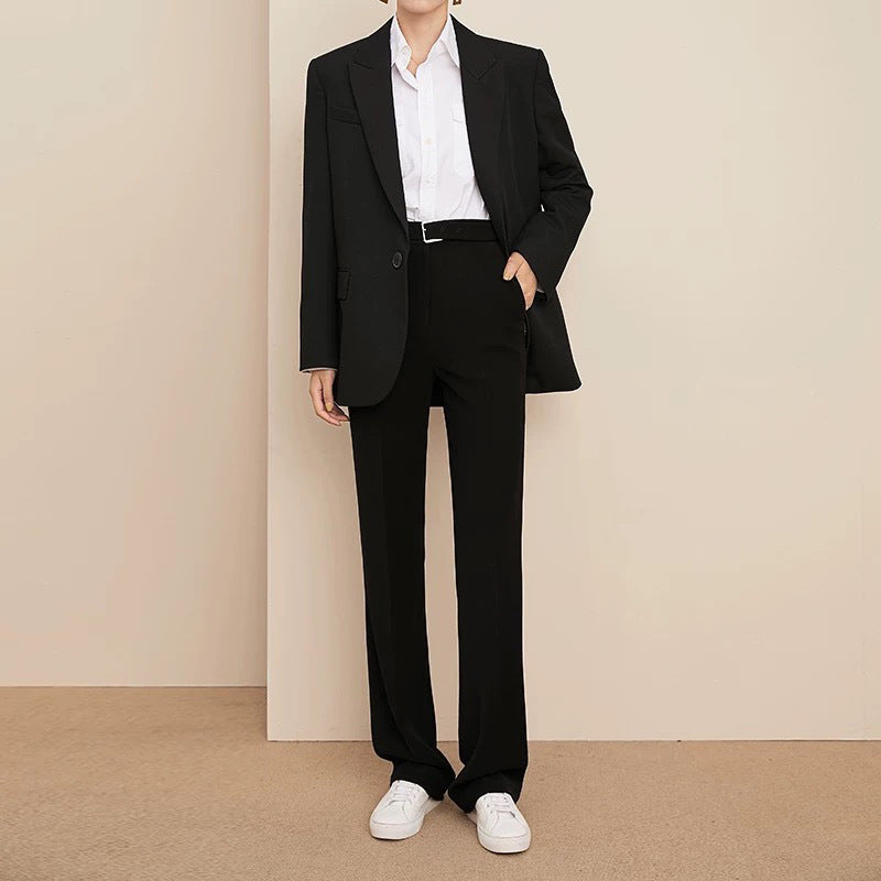 Veste surdimensionnée ajustée pour femmes et ensemble de pantalons à jambes droites Chic und Stil