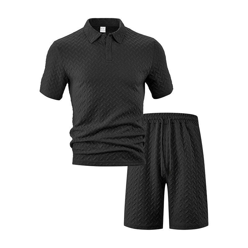Ensemble polo et shorts sportifs pour hommes avec motif structuré Chic und Stil