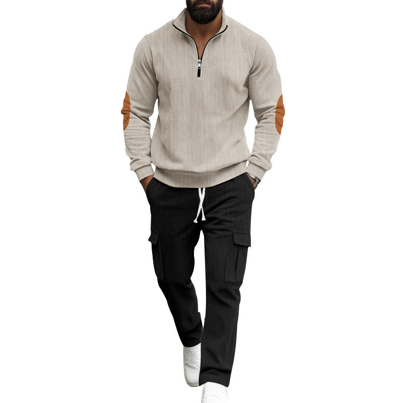Costume de loisir masculin à la mode avec des hauts structurés et des pantalons cargo pratiques Chic und Stil