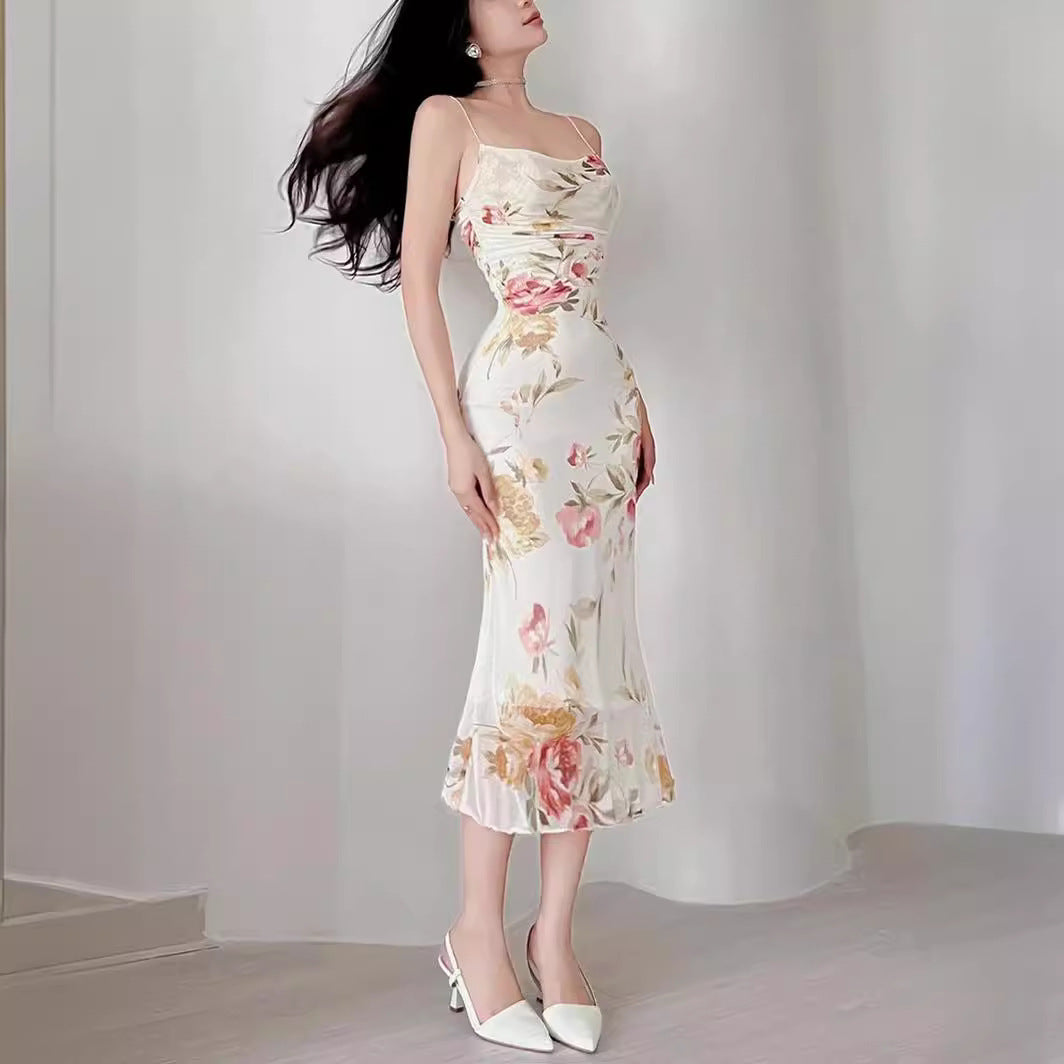 Robe Midi Fleurie Femmes avec Fronces Chic und Stil