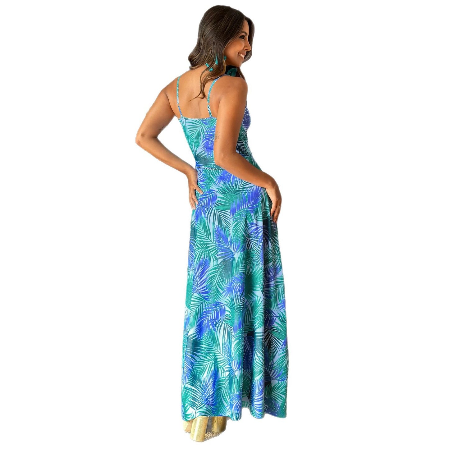 Dames Élégant Maxi Robe Imprimé Floral Chic und Stil