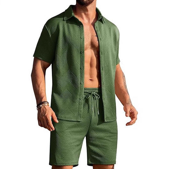 Shorts modernes pour hommes et ensemble haut avec design texturé Chic und Stil